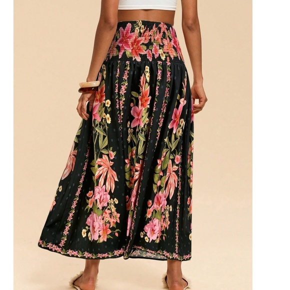 Boho Floral Tropical Print High waisted maxi Skirt - Picture 7 of 8